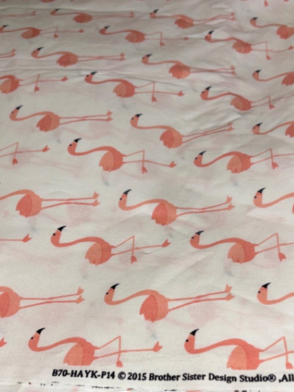 2015  Peachy Pink Flamingo Pattern Cotton Fabric Brother Sister Design 3 yards